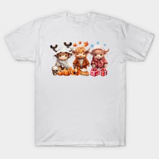 Happy Hallothanksmas Highland Cow #1 T-Shirt